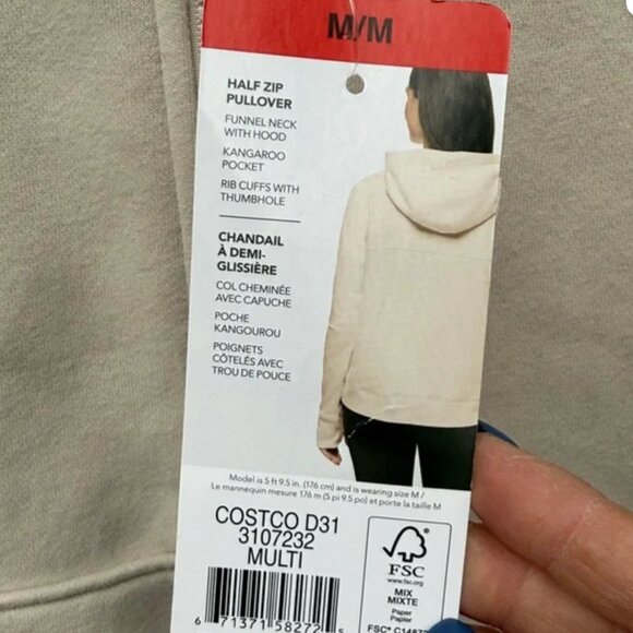 NWT LOLE size medium half zip hoodie with kangaroo pocket FENNEL neck with hood - Picture 4 of 8